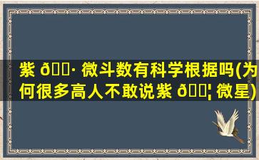 紫 🌷 微斗数有科学根据吗(为何很多高人不敢说紫 🐦 微星)